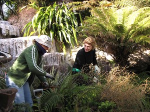 Ora gardener Jody Martin of Taupo, and Trish Waugh of the award-winning Landscape Design Company Ltd who helped design the garden at work on the Ora garden.